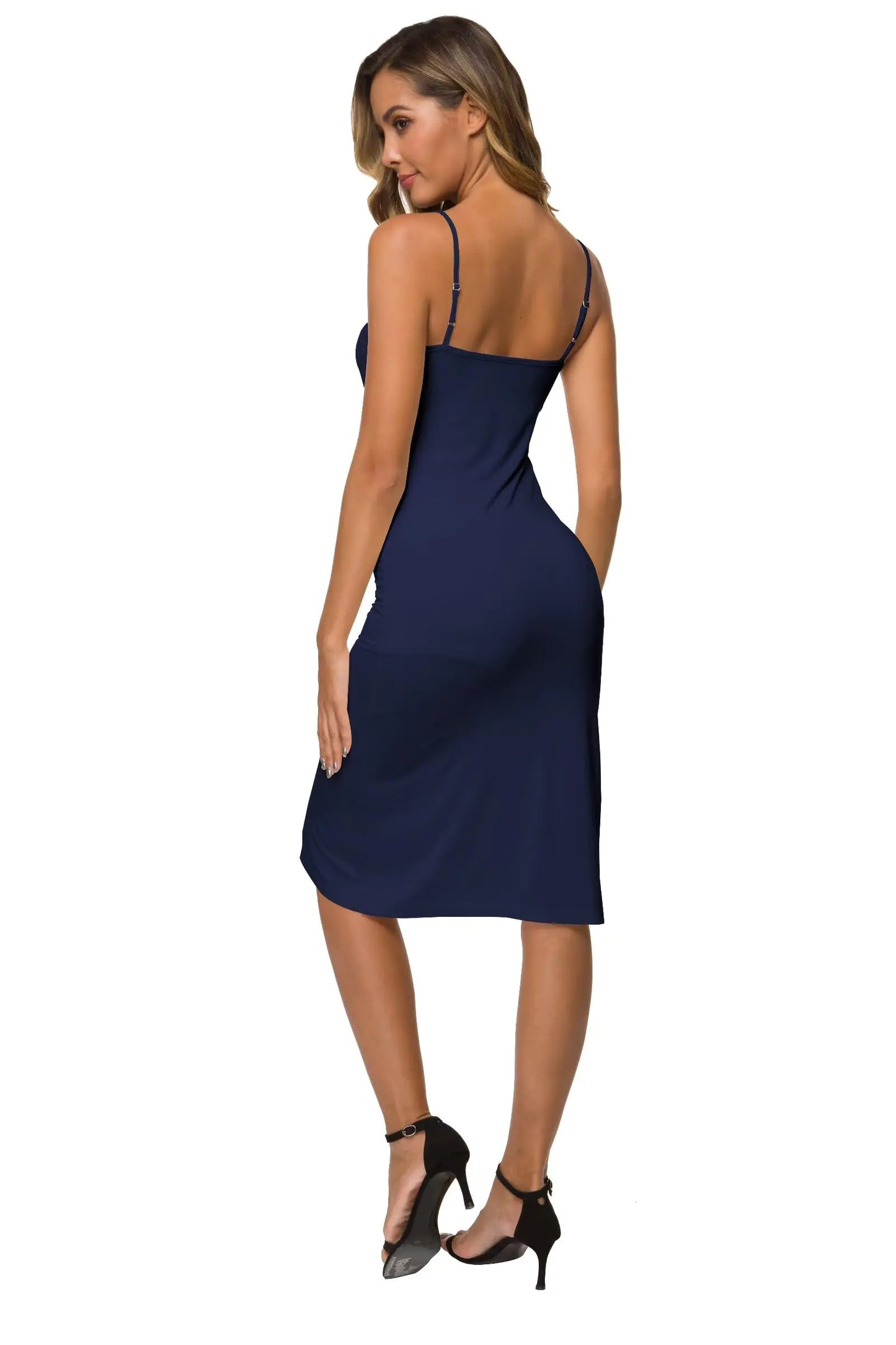 Women's Full Slips Cami Long Spaghetti Strap Under Dress XX-Large Navy Blue