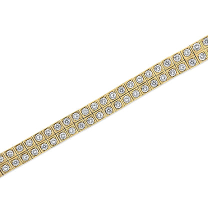 14K Yellow Gold Round-Cut Diamond Bracelet - Size 7.25"