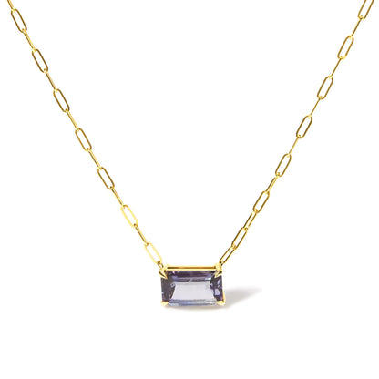 14K Yellow Gold Pendant Necklace with Paperclip Chain - 18 Inches