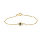 10K Yellow Gold Blue Sapphire and Diamond Bracelet - Size 7"