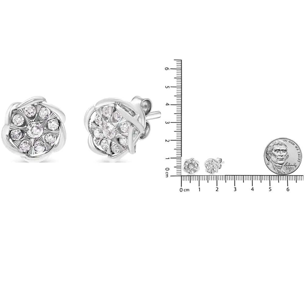 10K White Gold Diamond Stud Earrings