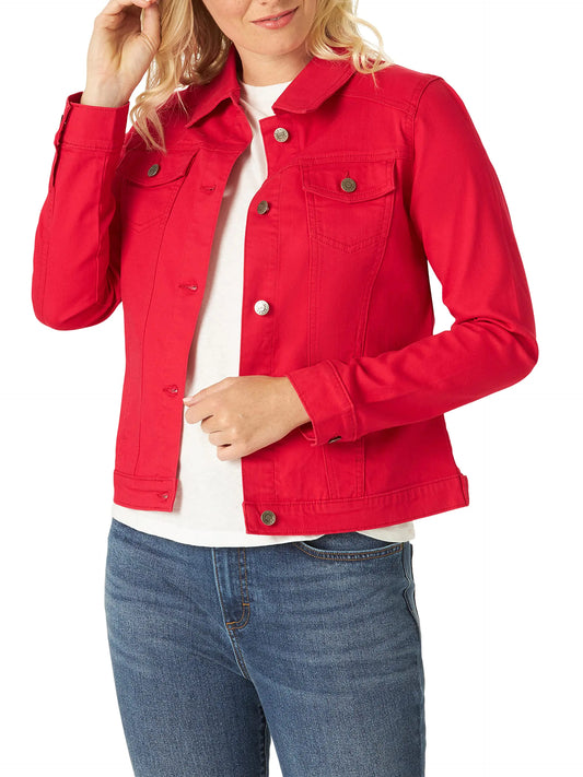 Riders by Lee Indigo Women's Denim Jacket Small Jalapeno Cherry Red