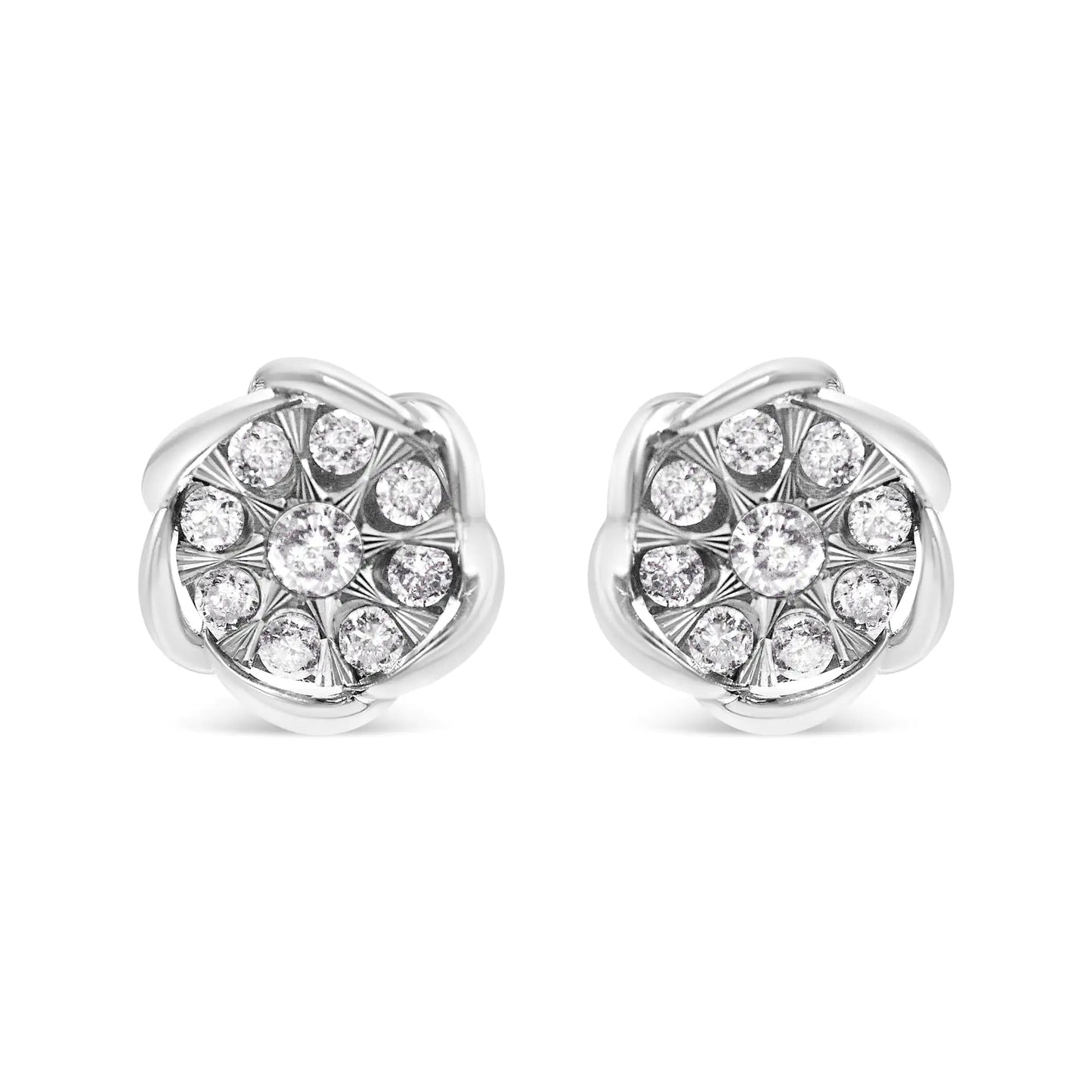 10K White Gold Diamond Stud Earrings