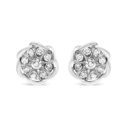 10K White Gold Diamond Stud Earrings