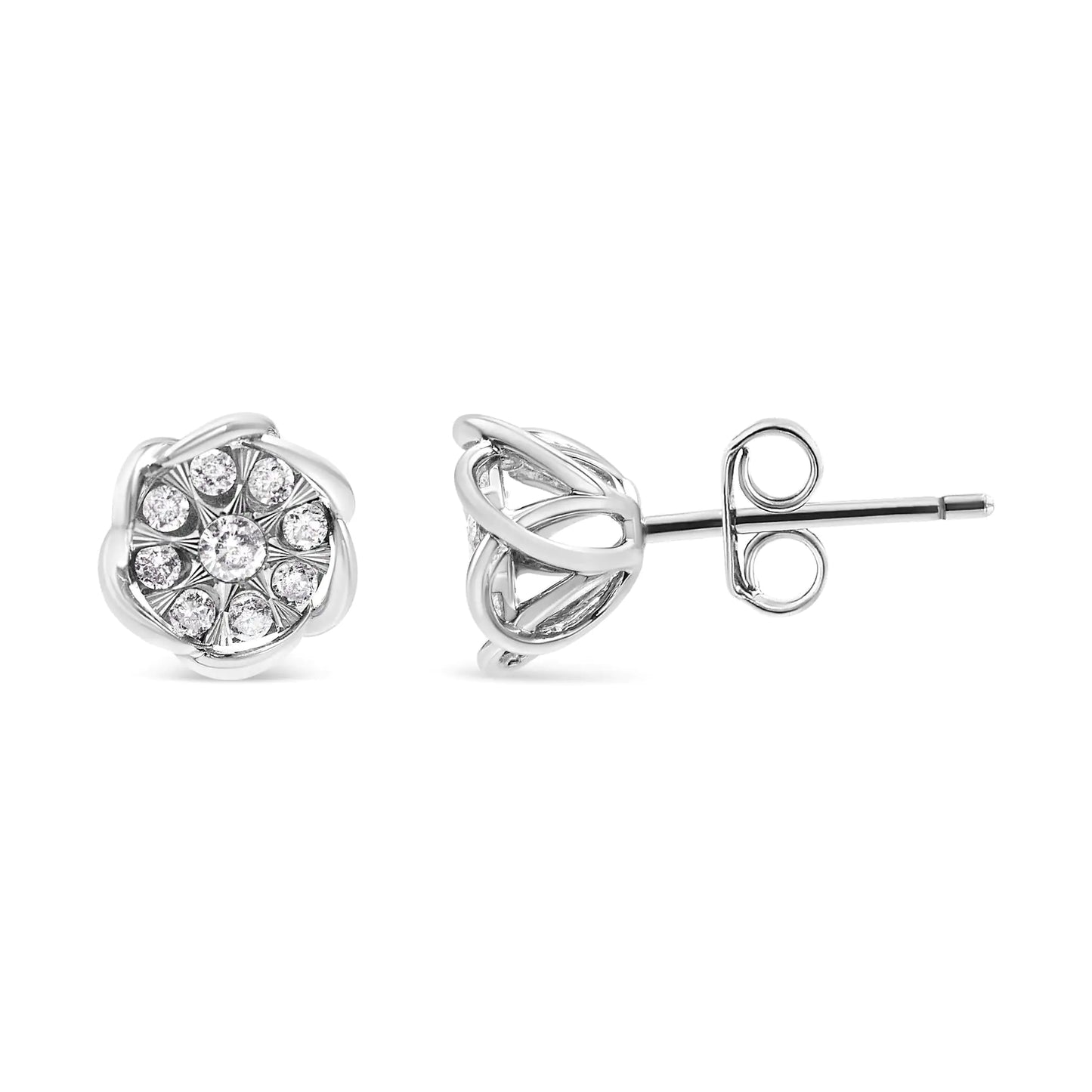 10K White Gold Diamond Stud Earrings